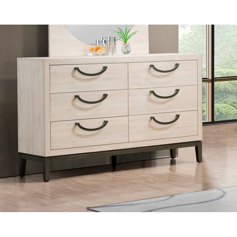 Commode de chambre à coucher en bois, commode de rangement à 6 tiroirs