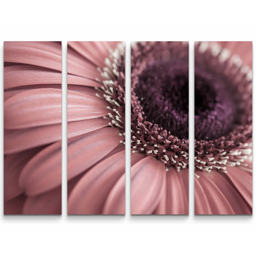 4-tlg. Leinwandbilder-Set Rosa Gerbera