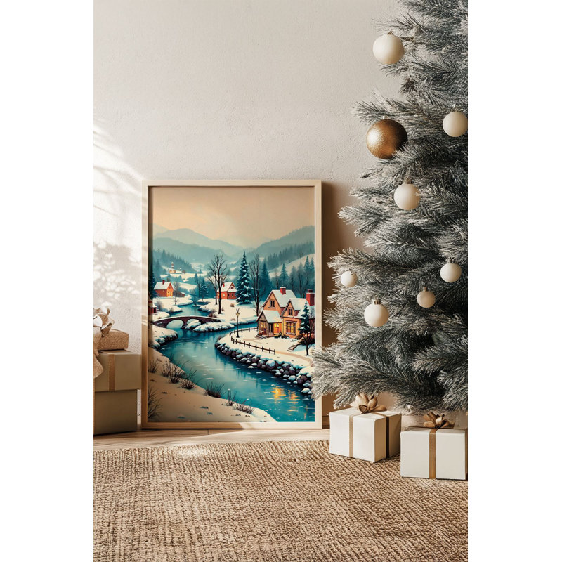 «Festive Christmas», peinture encadrée décorative de 13,0 po x 19,0 po | Cadre 100% bois massif (épaisseur: 0,8 pouce), œuvre d'art 100% MDF | Impression numérique pour des couleurs vives, décoration murale parfaite pour la maison et le bureau