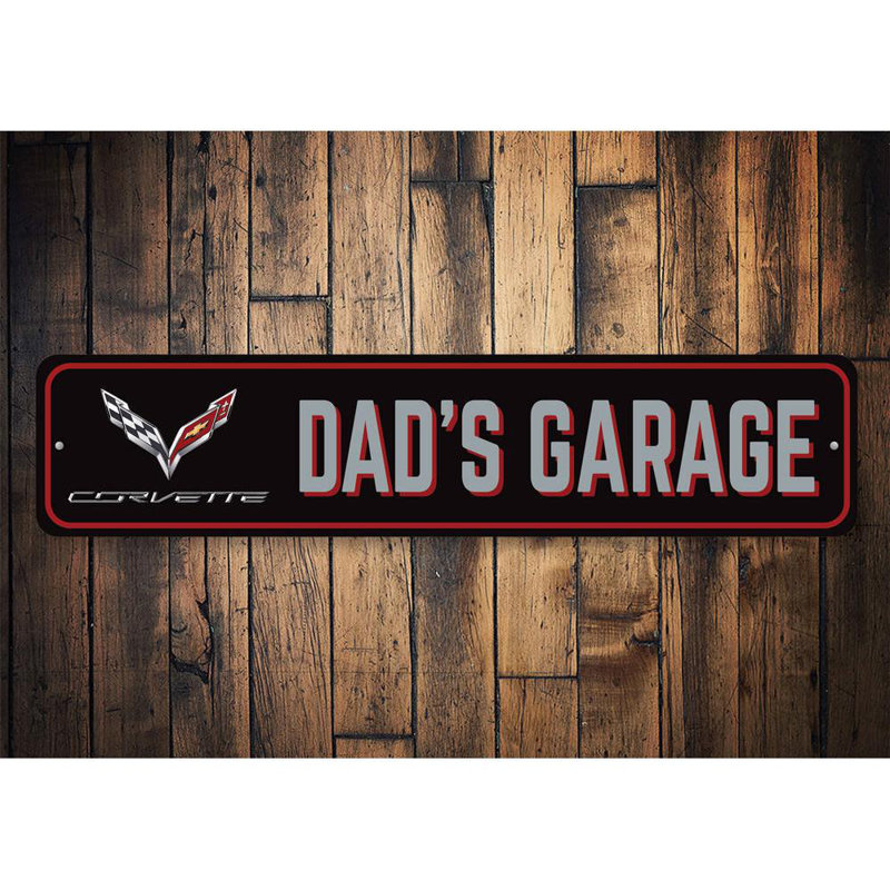 Enseigne en aluminium Dads Corvette, H 6 po x l 24 po x P 0,06 po