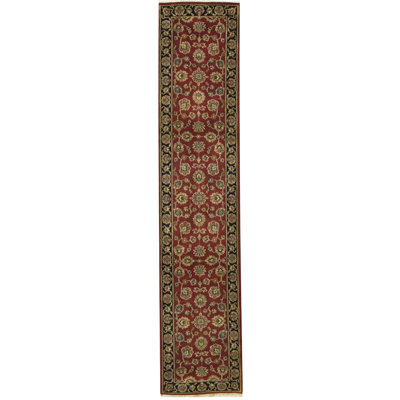 Hand-Knotted High-Quality Red and Black Runner