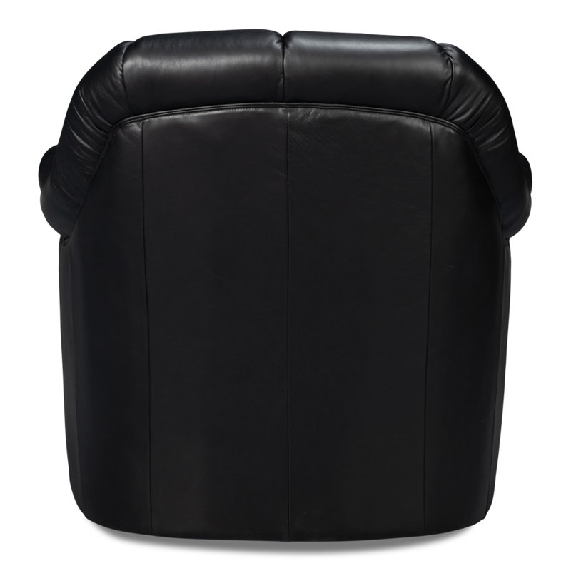 Scoth Swivel Armchair, Black Genuine Leather