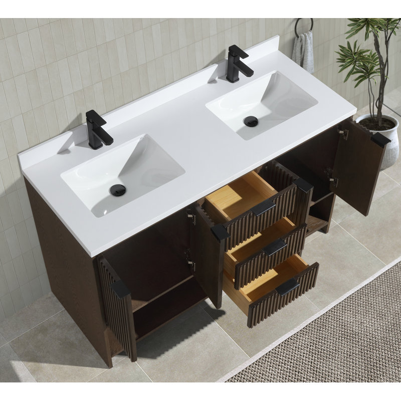 Meuble-lavabo double 55 po , Noyer