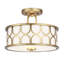 Plafonnier 2 lumières Meridian en laiton naturel-1849204796