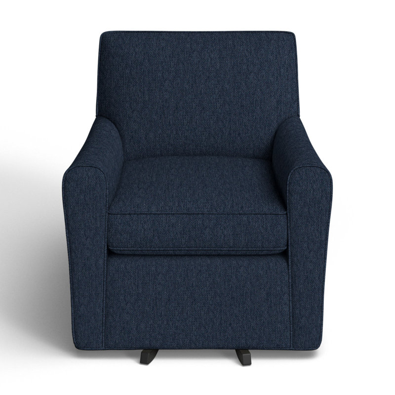 Mikeno Upholstered Swivel Armchair, Peyton Navy Performance Twill