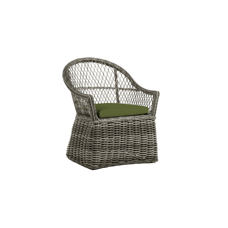Soho Woven N-Dura Resin Wicker Outdoor Arm Chair, Black, No Welt, Linen Forest