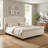 Modern Arched Tufted Upholstered Bed, King, Cream Velvet-253526931-253526929