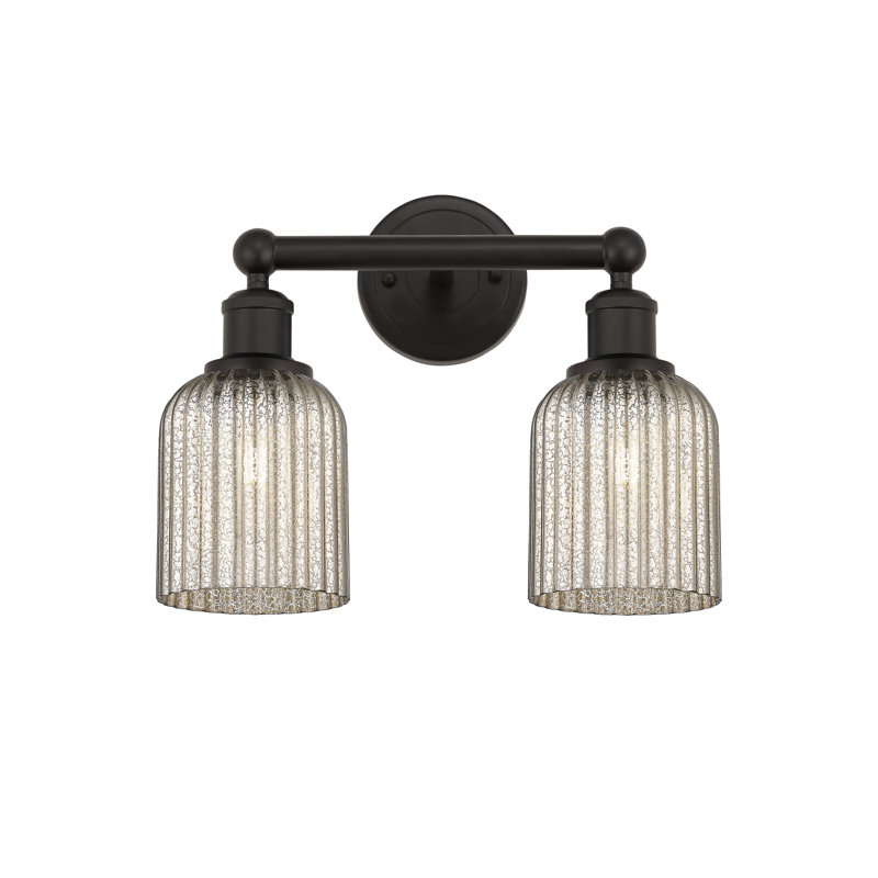 Abat-jour de salle de bain 2 lumières Edison Addeline 14 po, Bronze huilé, Gris métallisé
