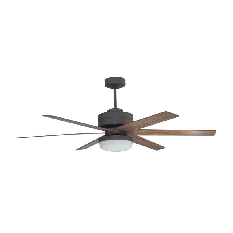 Brack 54'' Ceiling Fan with Light Kit, Bronze with Cherry/Driftwood Blades