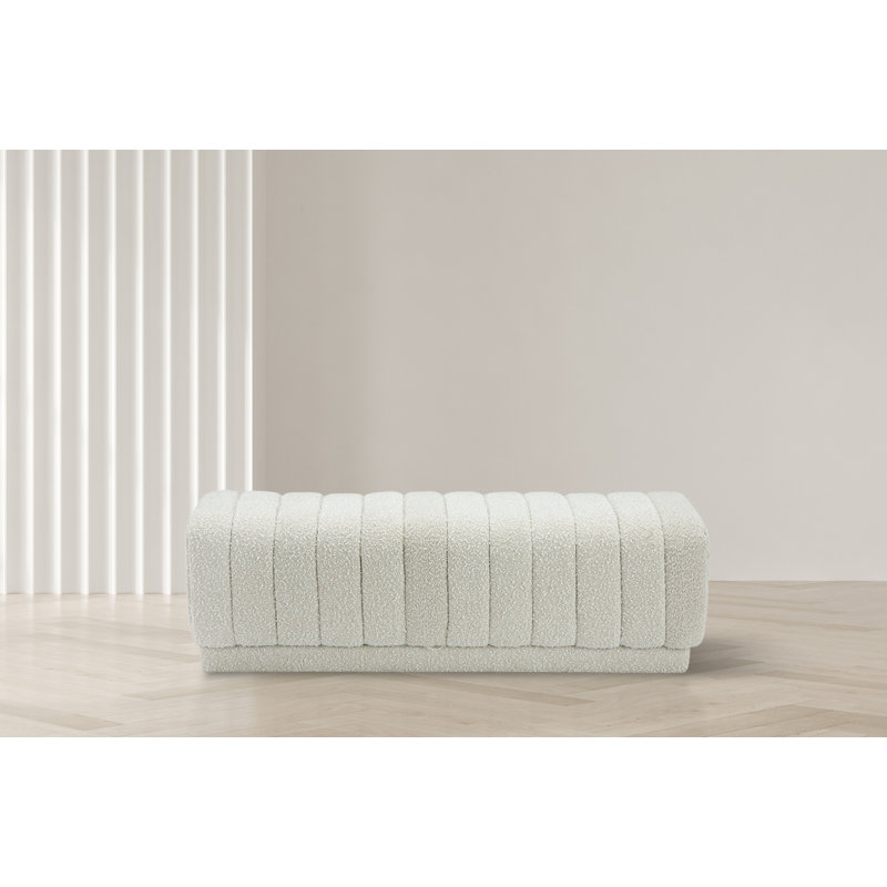 Heathrow Boucle Fabric Upholstered Ottoman, Cream Boucle Fabric