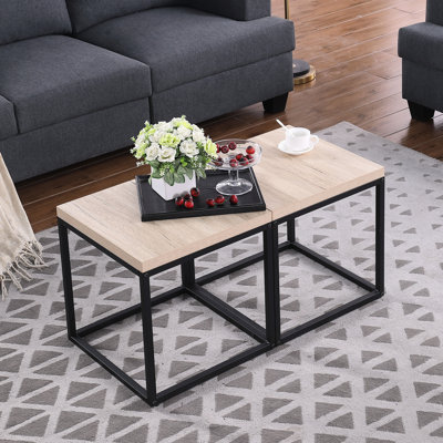 Deux pièces, rectangulaire, bois et métal, tables de chevet, chêne, chambre à coucher, solide, tables d'appoint simples à monter, finition chêne, lit, rangement spacieux, structure stable