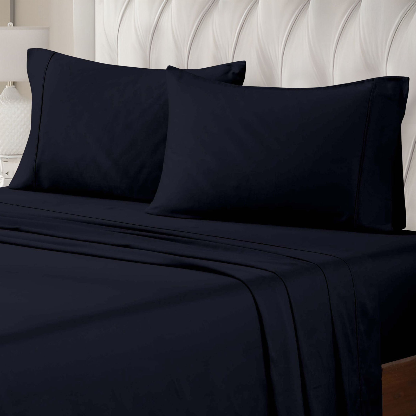 Pima Cotton Sheets, Standard, Navy Blue