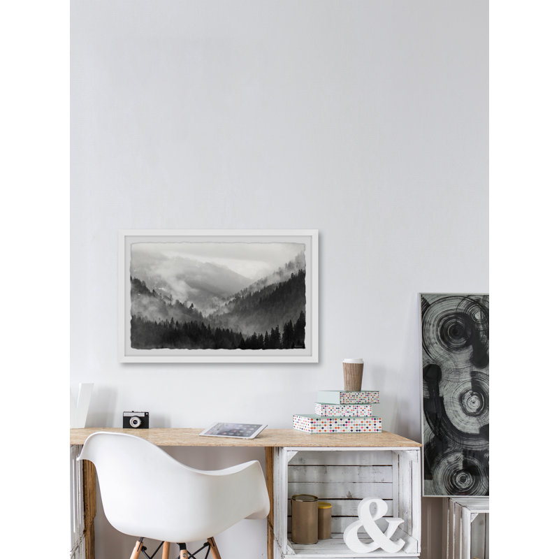 Mountains Are Calling - Peinture sur toile, L 18 po x H 12 po x P 1,5 po, Papier encadré avec coin encadré, Blanc