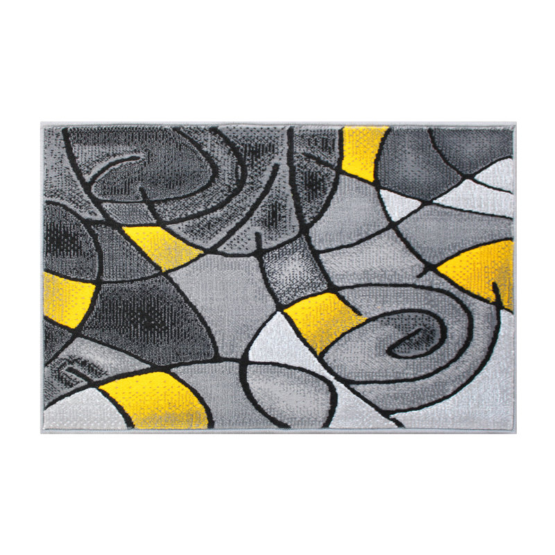Sioar Yellow and Gray Modern Abstract Pattern Area Rug, Rectangle 2' x 3'