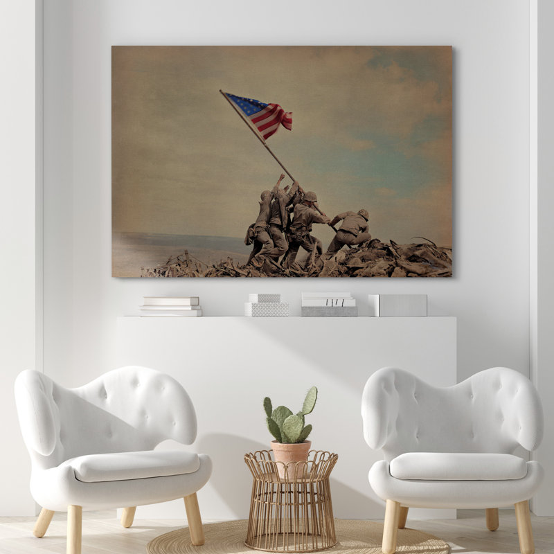«Iwo Jima», drapeau rétro, scène historique, reproduction d'art sur toile, impression sur toile, H 16 po x l 24 po