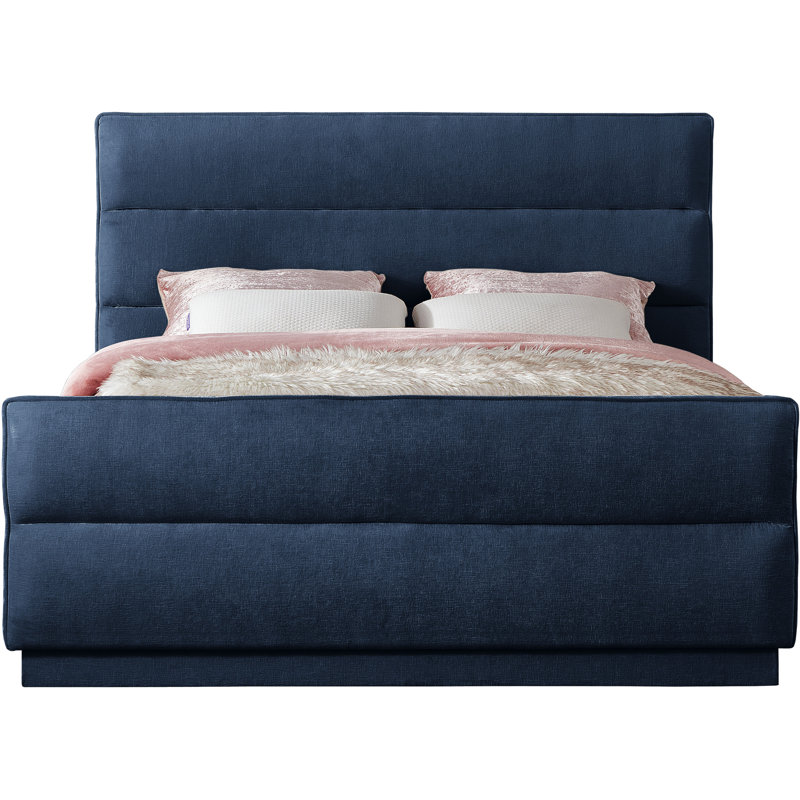 Lit tapissier standard capitonné Paxton, Très grand, Navy Chenille Fabric