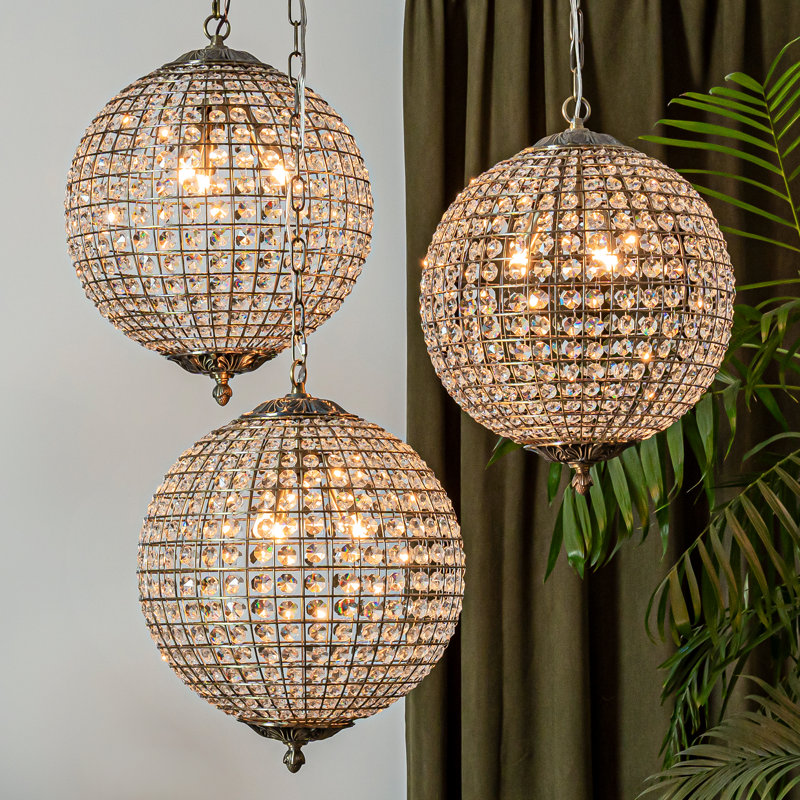  Lustre globe en bronze antique Jaemir, H 16 po x l 16 po x P 16 po