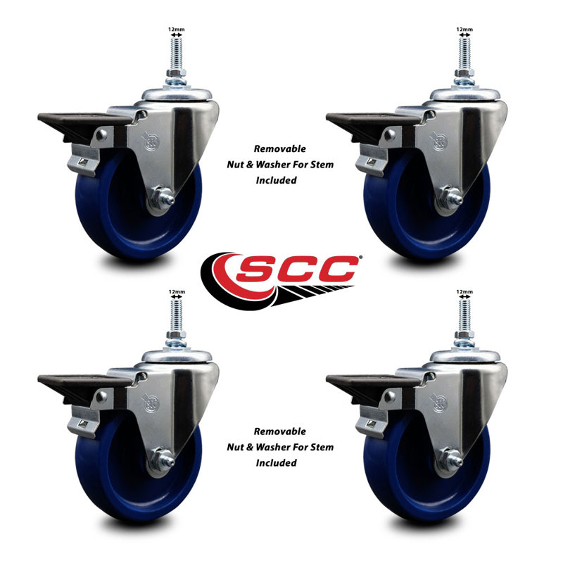 Polyurethane 12MM Threaded Stem Caster with Brake