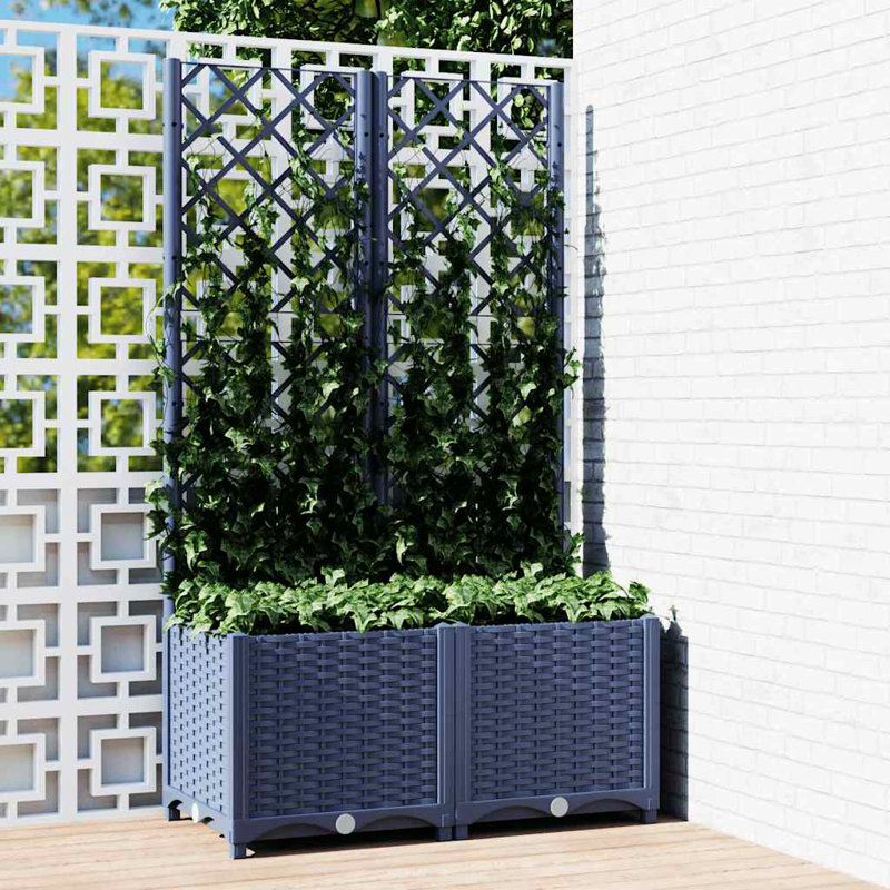 Latitude Run® Garden Planter With Trellis PP, Dark Gray, 53.5" H x 31.5" W x 15.7" D, Without Wheels