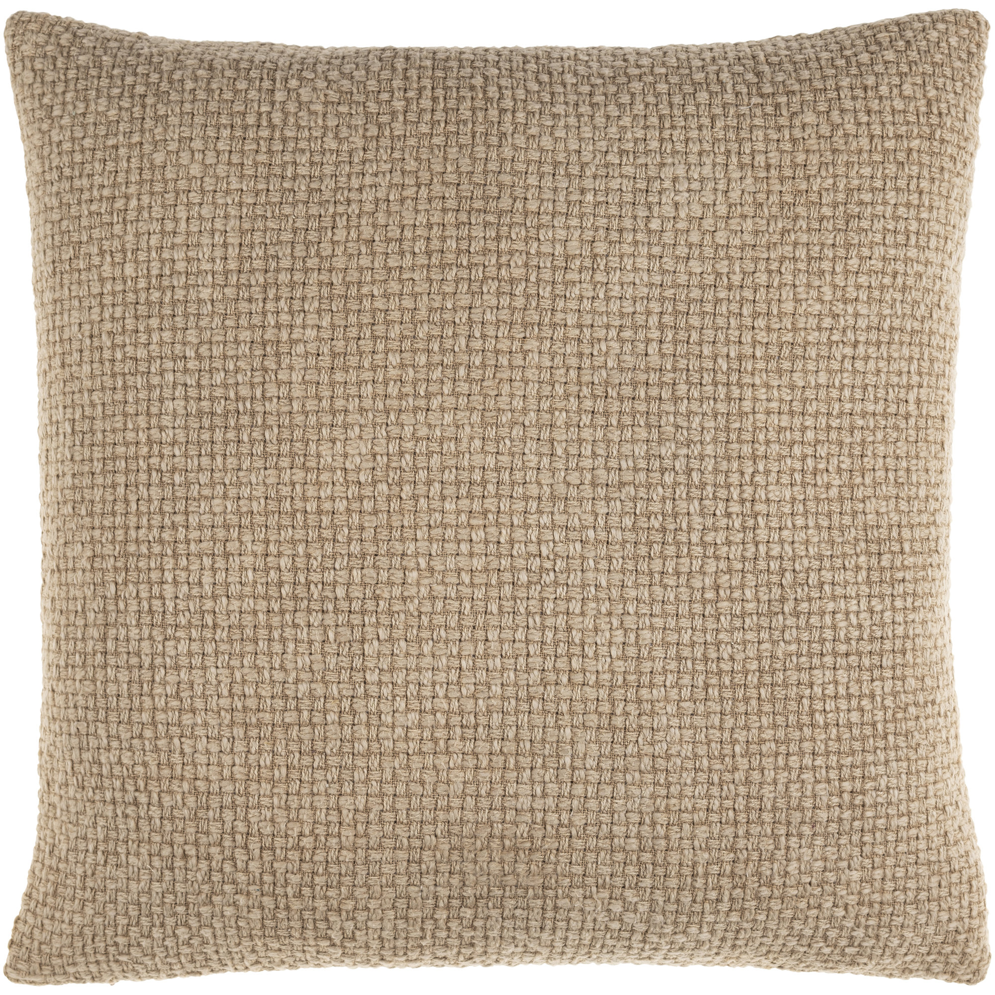 Clovis Cotton Throw Pillow, Poly Fill, 18" x 18", Beige