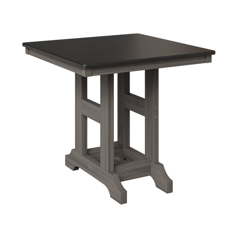 Table de salle à manger d'extérieur carrée Garden Classic, Noir martelé, Gris côtier, H 30,87 po x l 33 po x P 33 po