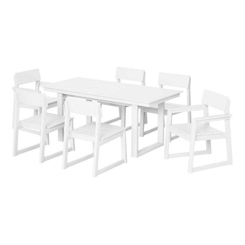 7-Piece Outdoor Dining Set, White