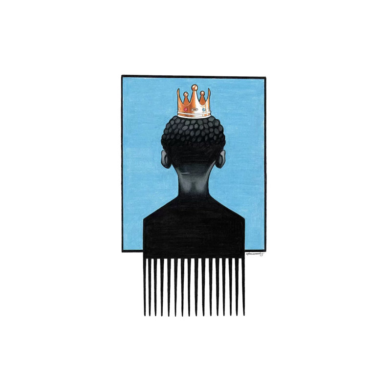 « Little Prince Afropick » par Manasseh Johnson-impression, Pas de tapis, H 48 po x l 32 po x P 1,5 po, Toile tendue