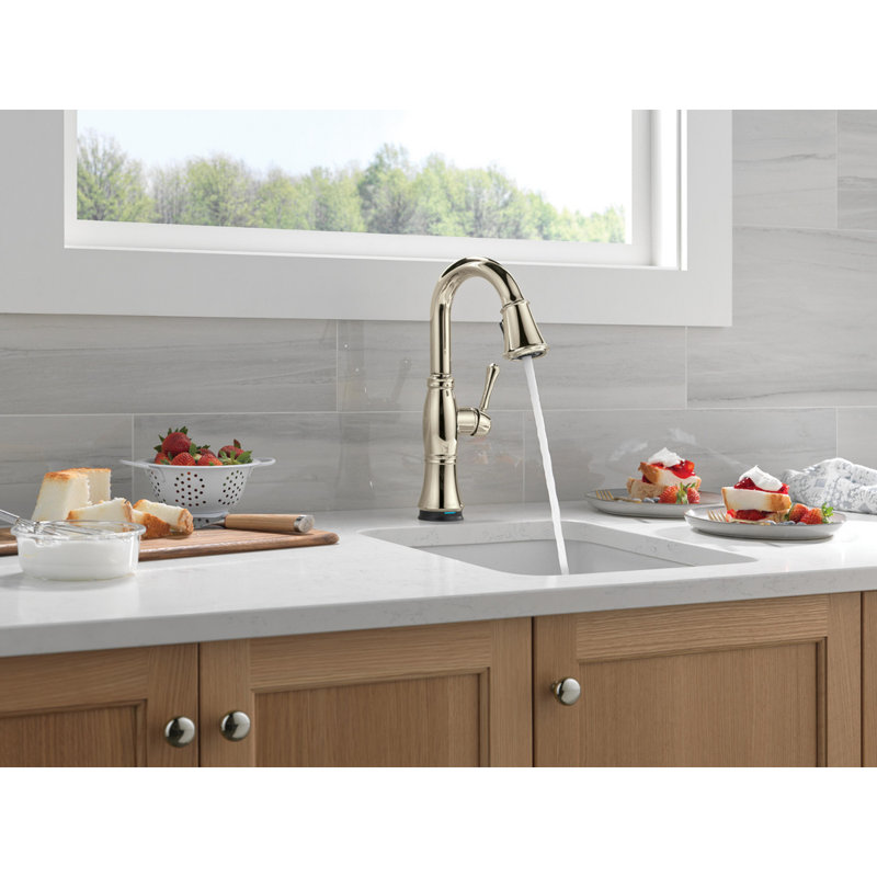 Cassidy Touchless Pull Down Bar Faucet with Touch Technology, Lumicoat  Polished Nickel