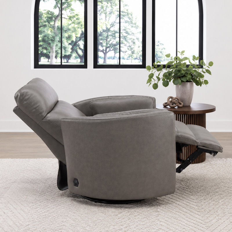 Fauteuil inclinable pivotant de 40 po en cuir véritable Bre, Florence Heron
