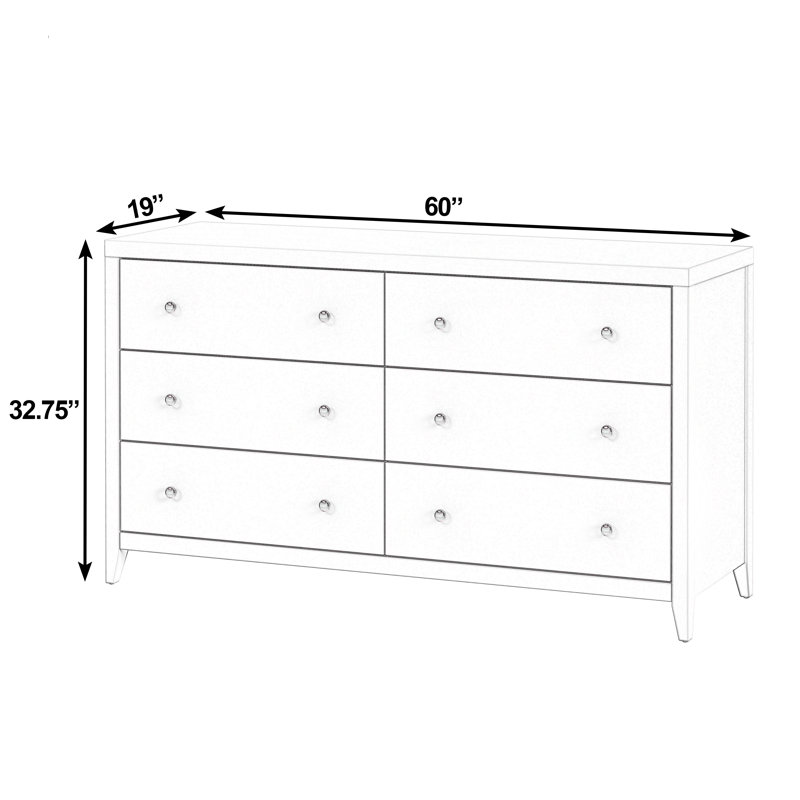 Commode rectangulaire en bois l 6 po Dana, Taupe