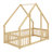 Dreamy Kids’ House Bed Ground-Level Design With Sturdy Wooden Guardrails-1836043456