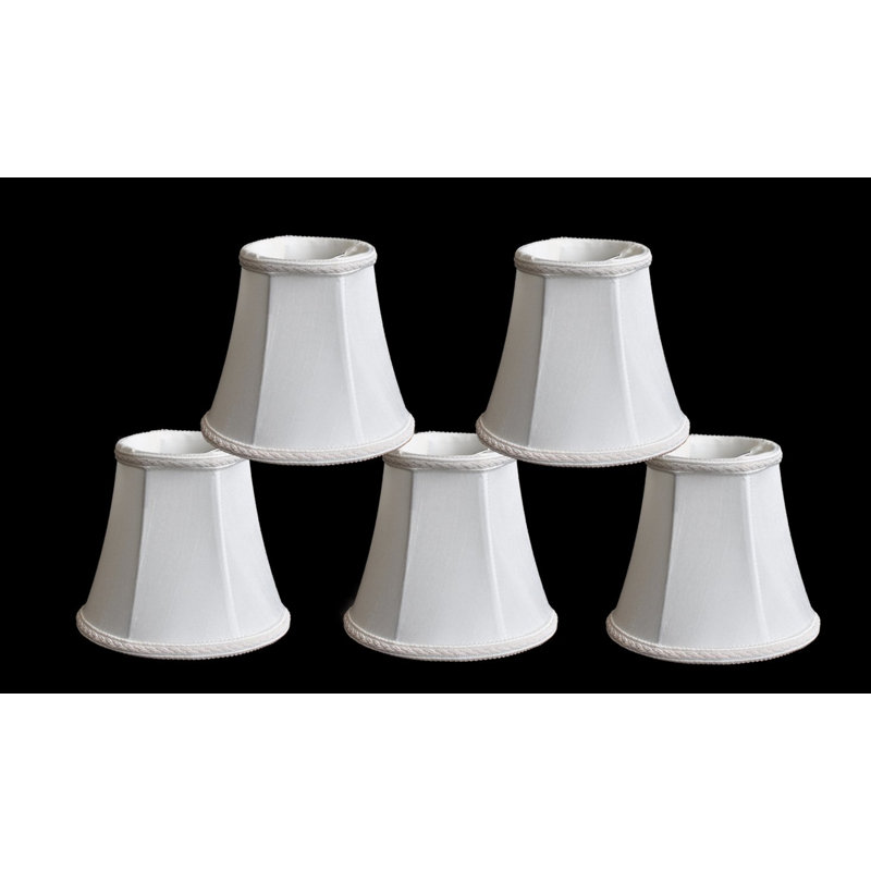 Abat-jour de candélabre en soie / shantung H 4,5 po (à pince), Blanc cassé avec bordure tressée