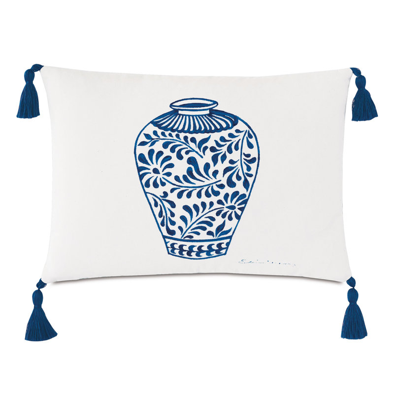 Housse de coussin d'extérieur rectangulaire en porcelaine et insert