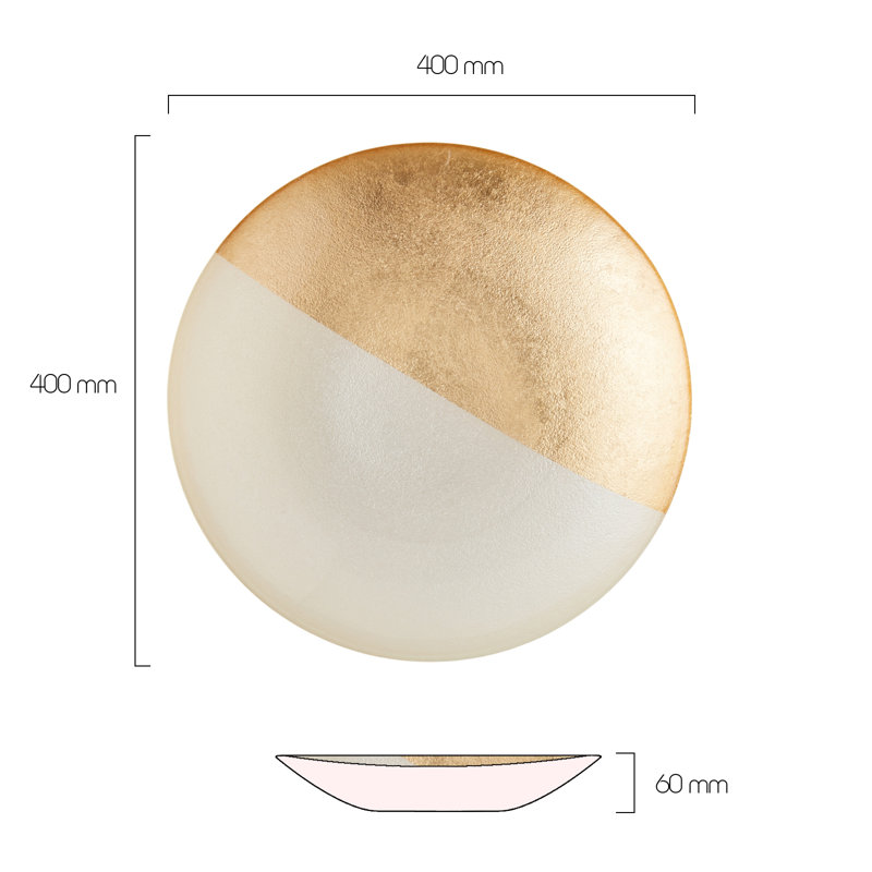 Fusion Bowl, 6cm H x 40cm W x 40cm D, White/Gold