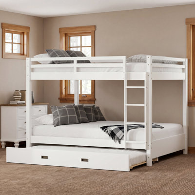 Grand lit superposé en bois avec échelle et lit gigogne Wood