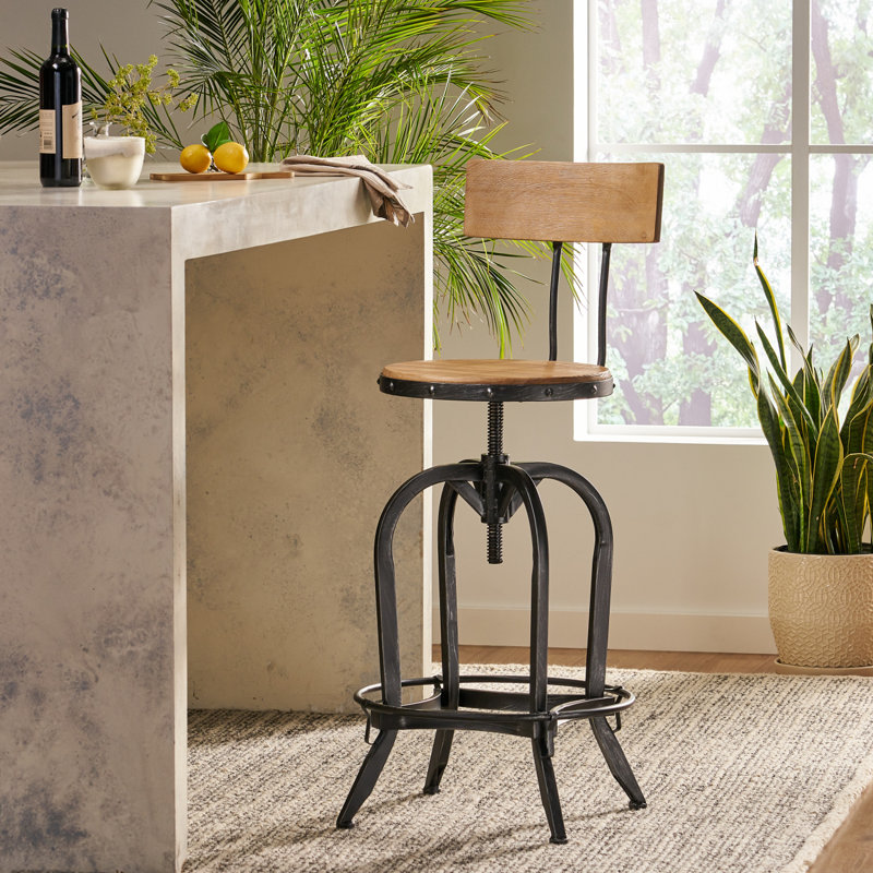 Adjustable Height Swivel Barstools With Fir Wood