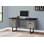 Bureau d'ordinateur contemporain de 60 pouces avec rangement, configuration gauche / droite réversible, stratifié en béton noir et gris, idéal pour le bureau à domicile et le travail sur ordinateur portable