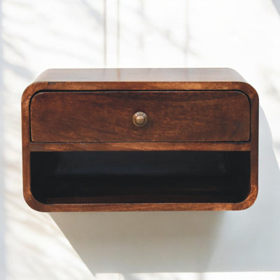 Curved California Walnut Wall Mounted Eichelberger With Open Slot