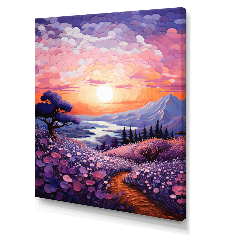 «Vangogh Lavender Fields Pointillism II», encadré sur toile par Vincent Van Gogh, peinture, H 32 po x l 24 po x P 1 po