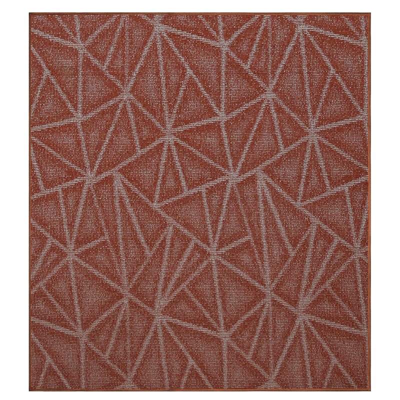 Tapis géométrique rouge mort cadu, Carré 6 pi