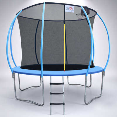 12ft Mini Trampoline Fitness Rebounder with Handrail, 400 Lbs Capacity, Compact & Portable for Home Workouts