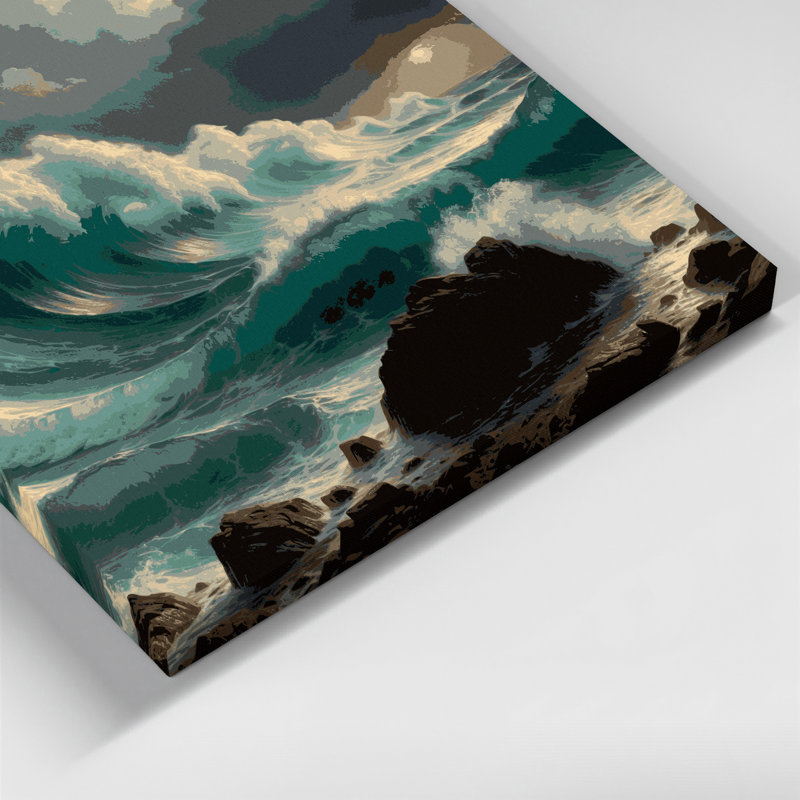 «Coastal Stormy Seas», art mural sur toile noire, H 24 po x l 36 po