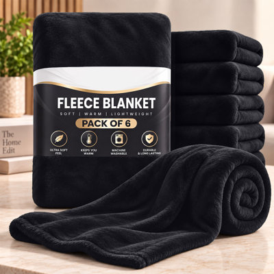 Plush Fleece Blanket – Set Of 6 | Queen Size 90X90" | Soft, Warm, Lightweight Bedding Blankets