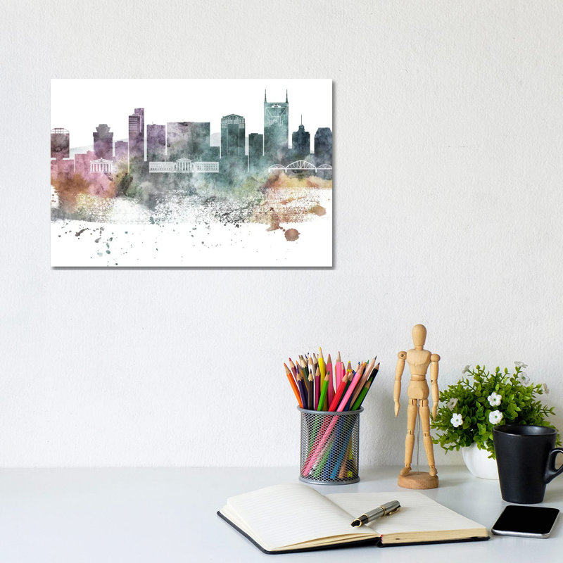 Nasville Pastel Skylines - Wrapped Canvas Painting, 20.32cm H x 30.48cm W x 1.91cm D