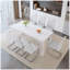 Ensemble de table de salle à manger en MDF de 71 po x 31,5 po avec 8 chaises en polyuréthane blanc, pieds en métal argenté