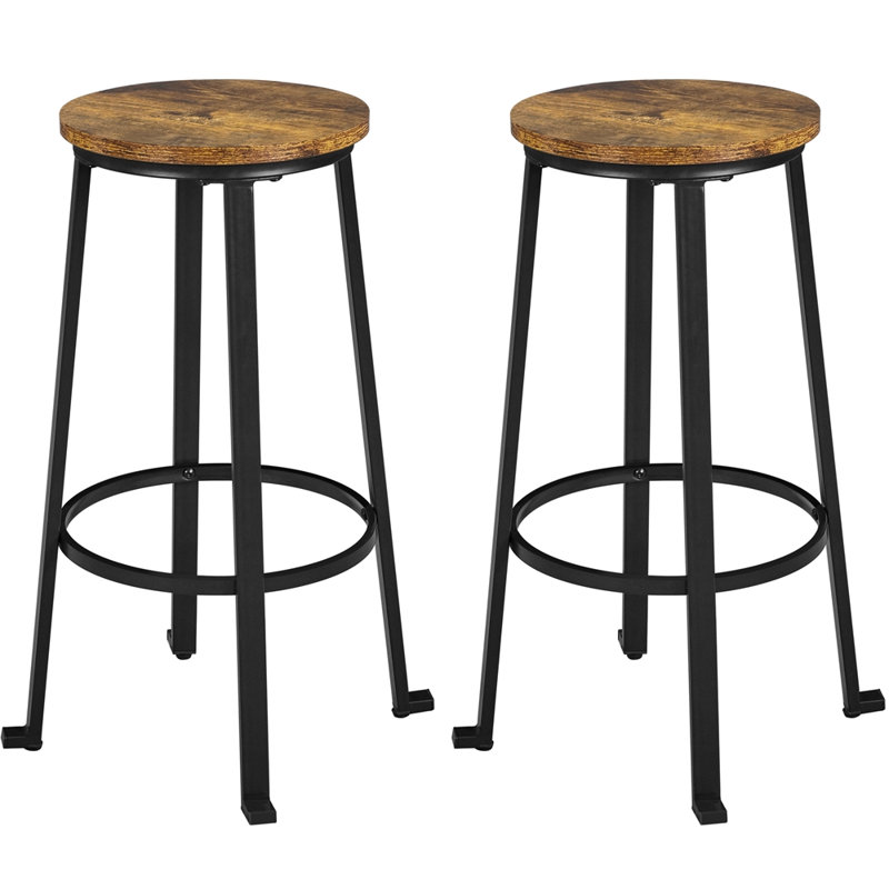 Khadijah Counter Stool with Iron Frame, Rustic Brown, Bar Stool (29.5” Seat Height)