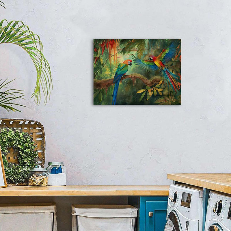 40*60,Wall Art Tropical Bird Wall Decor Forest Parrots Canvas Prints Pictures Rustic Birds Painting., 40 cm H x 60 cm W