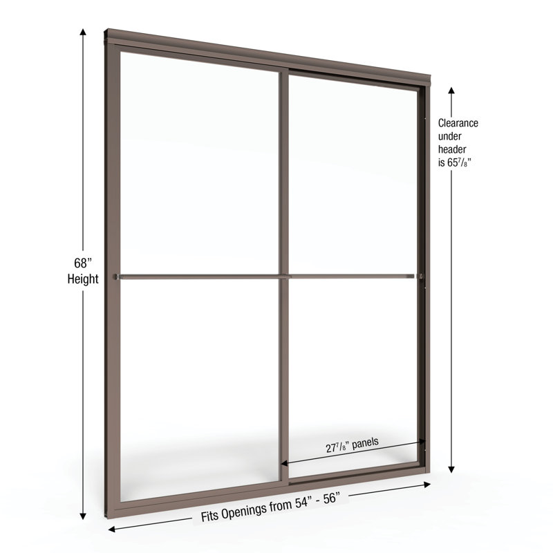 Deluxe 56" x 68" Bypass Framed Shower Door, Oil Rubbed Bronze, Clear