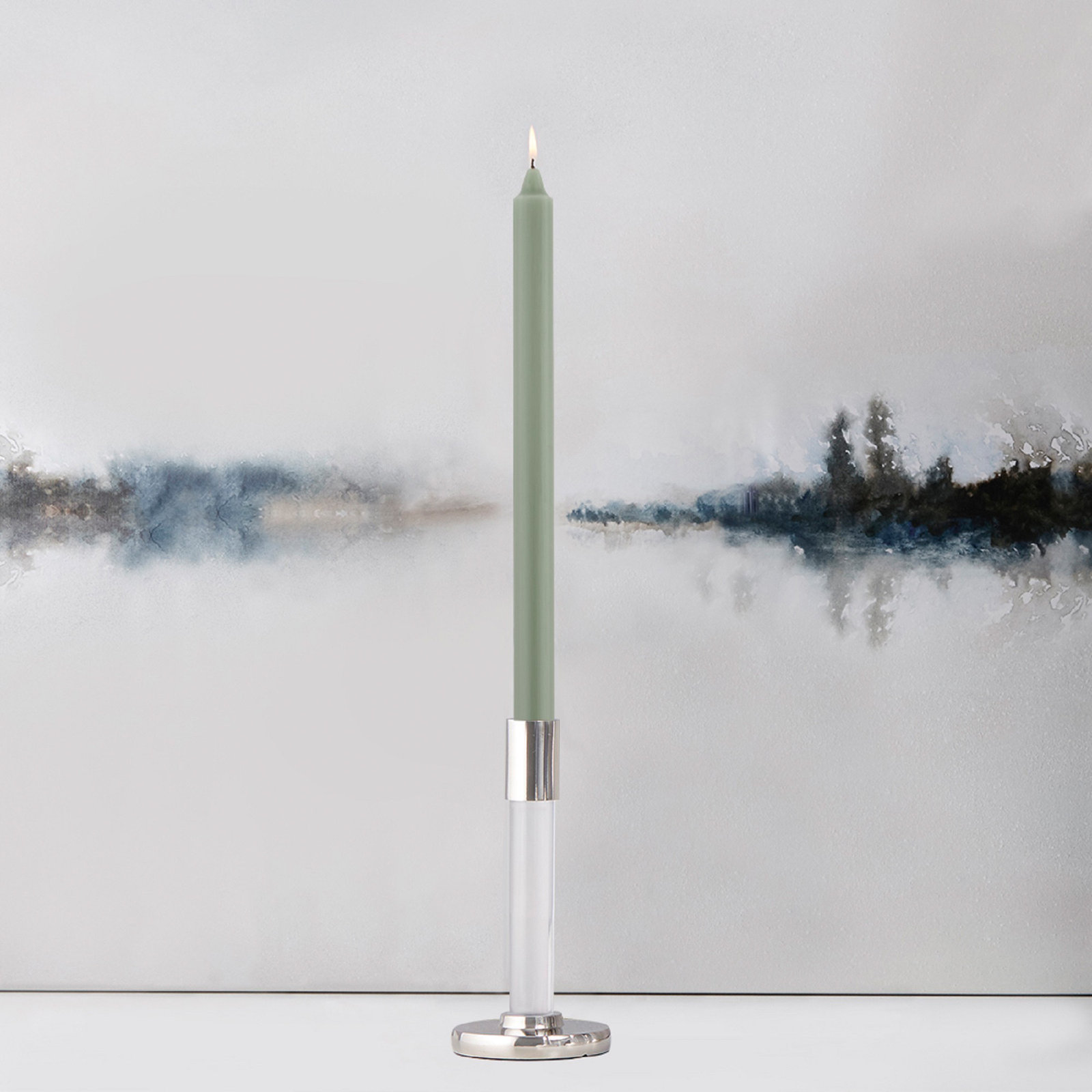 Unscented Taper Candle, 12" H x 0.88" W x 0.88" D, Sage Green