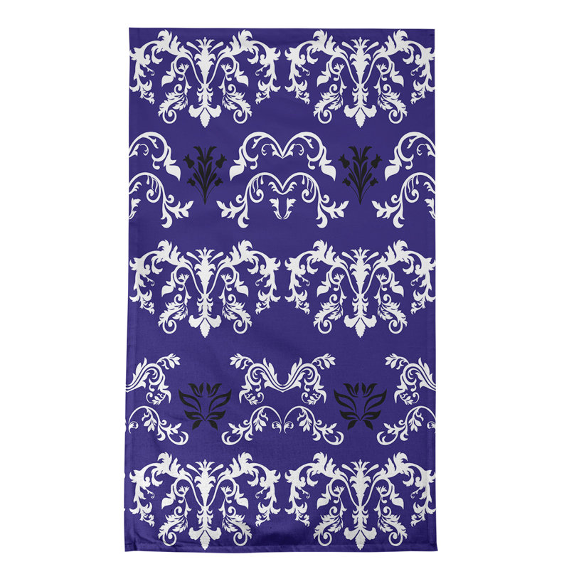 Football Baroque Pattern Tea Towel Kitchen Towel, White/Purple/Black